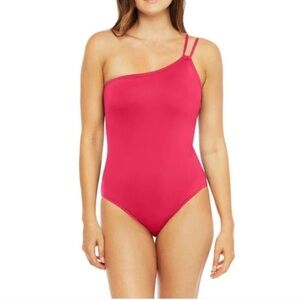 La Blanca Island Goddess Lace Back One Shoulder One Piece #6